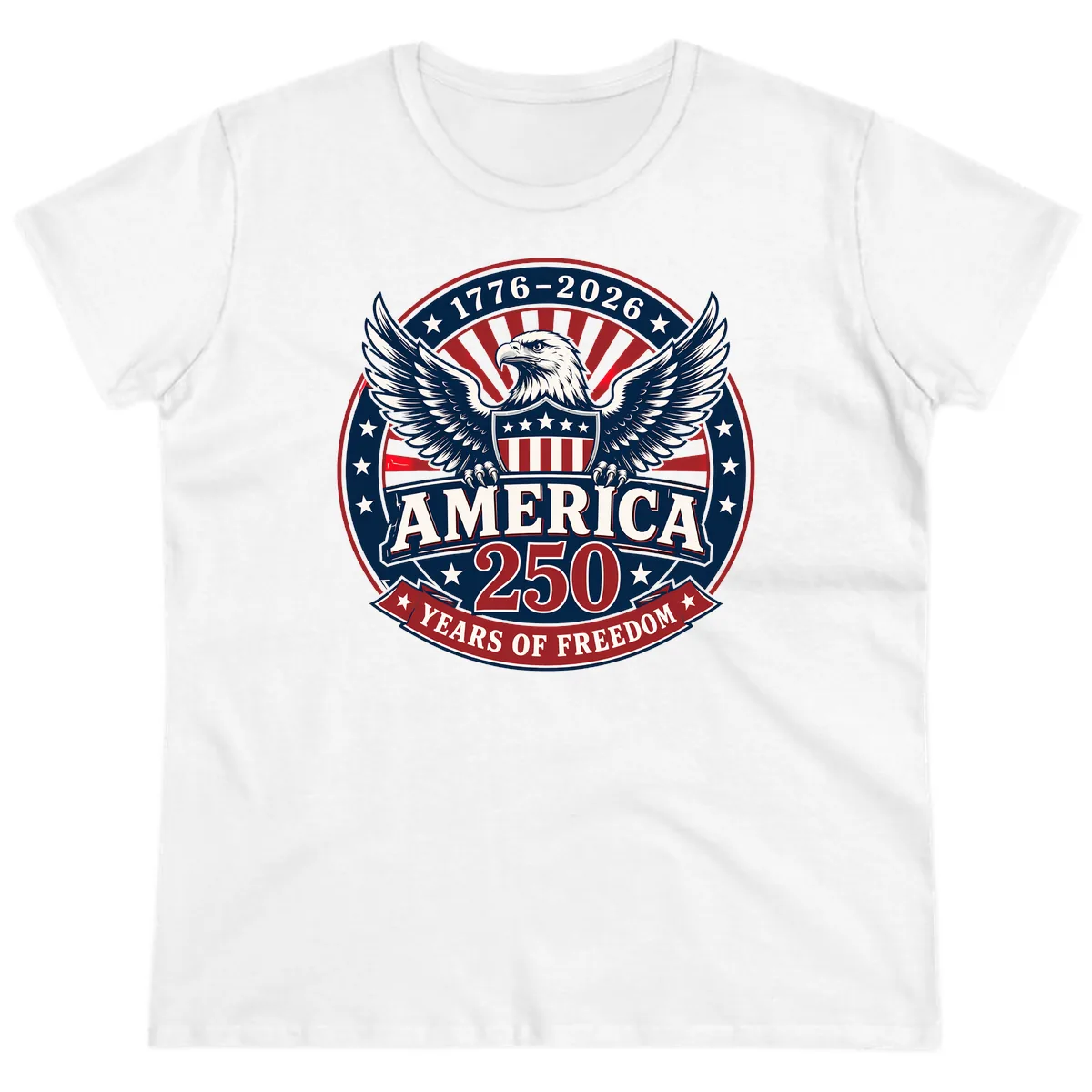 America 250 Years Of Freedom Celebration Ladies Tee in White